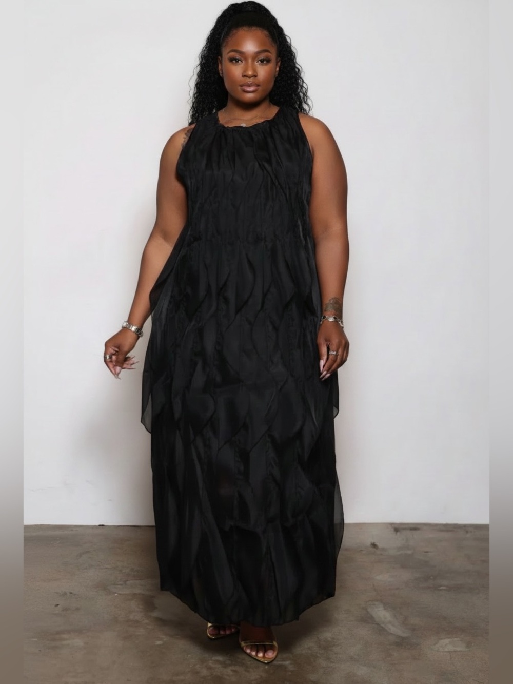 Elegant Black Sleeveless Maxi Dress - Women